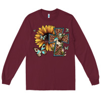 Burgundy leopard cross sunflower butterfly Long Sleeve Tee - JahusDesignShop
