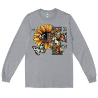 Heather Grey leopard cross sunflower butterfly Long Sleeve Tee - JahusDesignShop