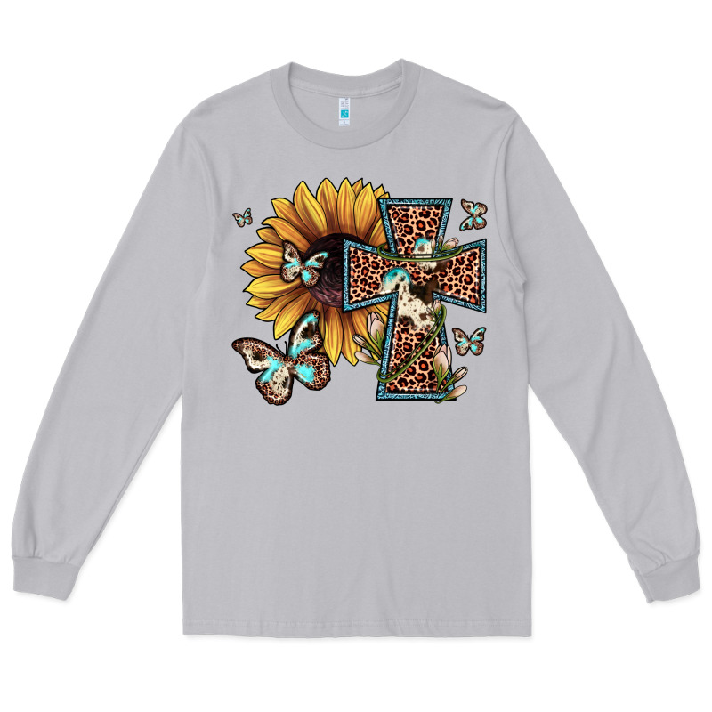Leopard Cross Sunflower Butterfly Long Sleeve Tee by JahusDesignShop | Teevron