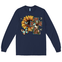 Navy leopard cross sunflower butterfly Long Sleeve Tee - JahusDesignShop