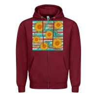Burgundy sunflower wood serape  leather seamless Zipper Hoodie - AdoDesignShop