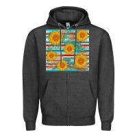 Charcoal Heather sunflower wood serape  leather seamless Zipper Hoodie - AdoDesignShop