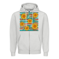 Dove Grey sunflower wood serape  leather seamless Zipper Hoodie - AdoDesignShop