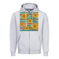 Heather Grey sunflower wood serape  leather seamless Zipper Hoodie - AdoDesignShop