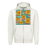 Oatmeal Heather sunflower wood serape  leather seamless Zipper Hoodie - AdoDesignShop