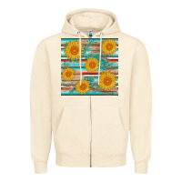 Sandshell sunflower wood serape  leather seamless Zipper Hoodie - AdoDesignShop