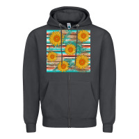 Smoke sunflower wood serape  leather seamless Zipper Hoodie - AdoDesignShop