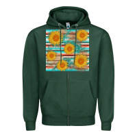 Sports Green sunflower wood serape  leather seamless Zipper Hoodie - AdoDesignShop