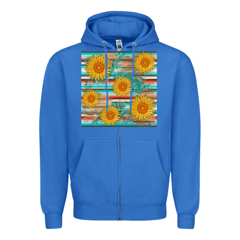 Sunflower Wood Serape  Leather Seamless Zipper Hoodie by AdoDesignShop | Teevron