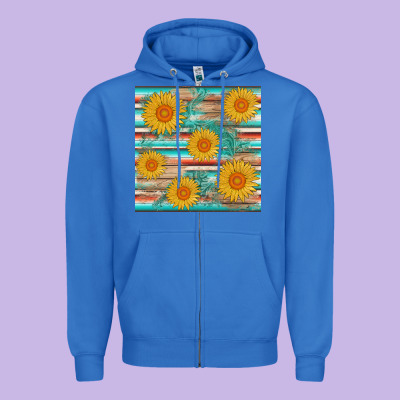 Sunflower Wood Serape  Leather Seamless Zipper Hoodie Designed By Adodesignshop