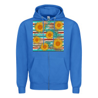 True Royal sunflower wood serape  leather seamless Zipper Hoodie - AdoDesignShop