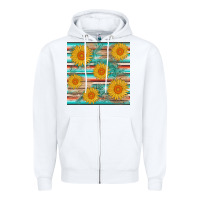 White sunflower wood serape  leather seamless Zipper Hoodie - AdoDesignShop