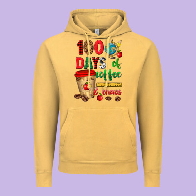 100 Days Of Coffee And Chaos Vintage Hoodie Designed By Texasbilliewilder