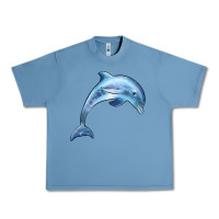 Pebble Blue dolphin Urban Heavy Tee - BarkalooDesign