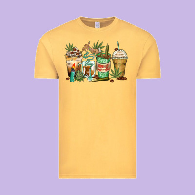 Highly Caffeinated Coffee Cups Vintage Tee Designed By Zillion Design Studio
