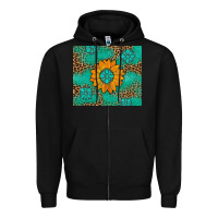 Black Sunflower Gemstone Leopard Zipper Hoodie - Artiststas