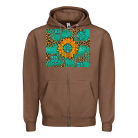 Chestnut Sunflower Gemstone Leopard Zipper Hoodie - Artiststas