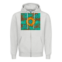 Dove Grey Sunflower Gemstone Leopard Zipper Hoodie - Artiststas