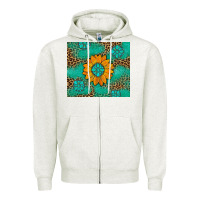Oatmeal Heather Sunflower Gemstone Leopard Zipper Hoodie - Artiststas