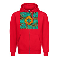 Red Sunflower Gemstone Leopard Zipper Hoodie - Artiststas
