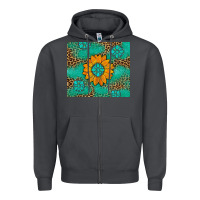 Smoke Sunflower Gemstone Leopard Zipper Hoodie - Artiststas