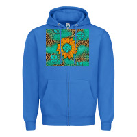 True Royal Sunflower Gemstone Leopard Zipper Hoodie - Artiststas