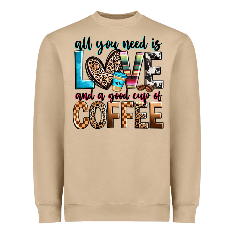 All You Need Is Love And A Good Cup Of Coffee Heavyweight Sweatshirt by Zillion Design Studio | Teevron