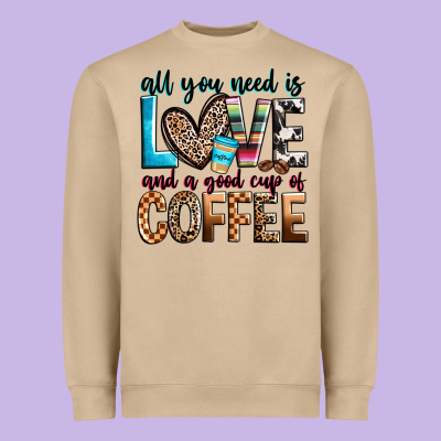All You Need Is Love And A Good Cup Of Coffee Heavyweight Sweatshirt Designed By Zillion Design Studio