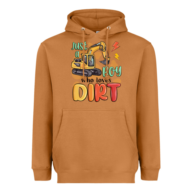 Just A Boy Who Loves Dirt Heavyweight Hoodie by MaliasSmallBusiness | Teevron