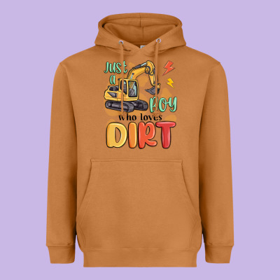 Just A Boy Who Loves Dirt Heavyweight Hoodie Designed By Maliassmallbusiness
