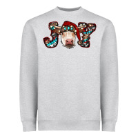 Heather Grey christmas joy cow Heavyweight Sweatshirt - RanaPortraitStore
