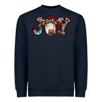 Navy christmas joy cow Heavyweight Sweatshirt - RanaPortraitStore