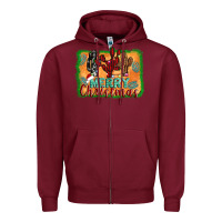 Burgundy merry christmas cactus Zipper Hoodie - AdoDesignShop