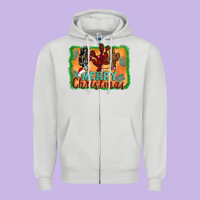 Merry Christmas Cactus Zipper Hoodie Designed By Adodesignshop