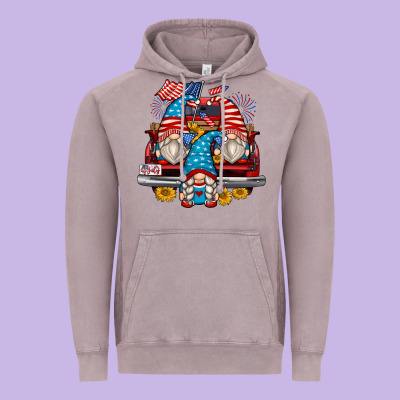 4th Of July Gnomes Farm Truck Vintage Hoodie Designed By Zillion Design Studio