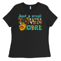 Black just a small town girl with sunflowers and money Ladies Tee - AdoDesignShop