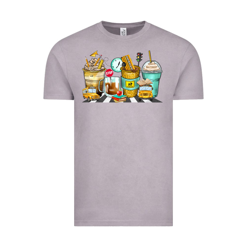 School Bus Coffee Cups Vintage Tee by Zillion Design Studio | Teevron