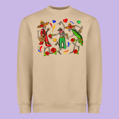 Mexican Skeletons Heavyweight Sweatshirt Designed By Zillion Design Studio