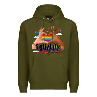 Army Green equality hurts no one lgbtq hands Premium Hoodie - LillyAllenDesigns