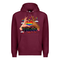 Burgundy equality hurts no one lgbtq hands Premium Hoodie - LillyAllenDesigns
