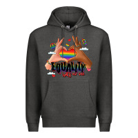 Charcoal Heather equality hurts no one lgbtq hands Premium Hoodie - LillyAllenDesigns