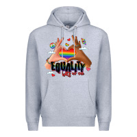 Heather Grey equality hurts no one lgbtq hands Premium Hoodie - LillyAllenDesigns