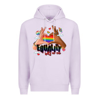 Lilac equality hurts no one lgbtq hands Premium Hoodie - LillyAllenDesigns