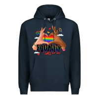 Navy equality hurts no one lgbtq hands Premium Hoodie - LillyAllenDesigns