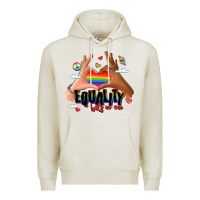Oatmeal Heather equality hurts no one lgbtq hands Premium Hoodie - LillyAllenDesigns