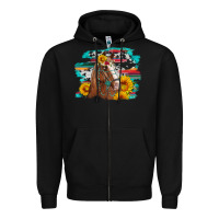 Black horse with sunflowers Zipper Hoodie - Artiststas