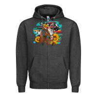 Charcoal Heather horse with sunflowers Zipper Hoodie - Artiststas