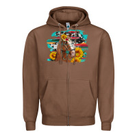 Chestnut horse with sunflowers Zipper Hoodie - Artiststas