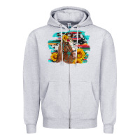 Heather Grey horse with sunflowers Zipper Hoodie - Artiststas