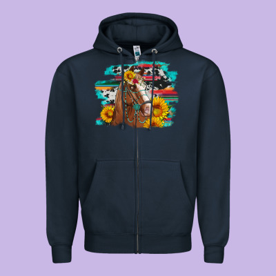 Horse With Sunflowers Zipper Hoodie Designed By Artiststas